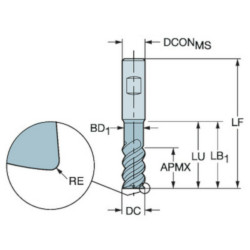 Fresa de ranurar de metal duro enteriza  - Sandvik 2F342-2000-200-PD 1730