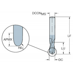 Fresa de punta esférica para ranurar Sandvik R216.44-16030-AI16G 1610